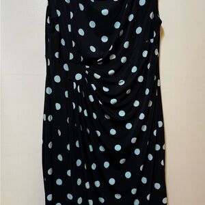 Connected Apparel Black Dress with Mint Polka Dots